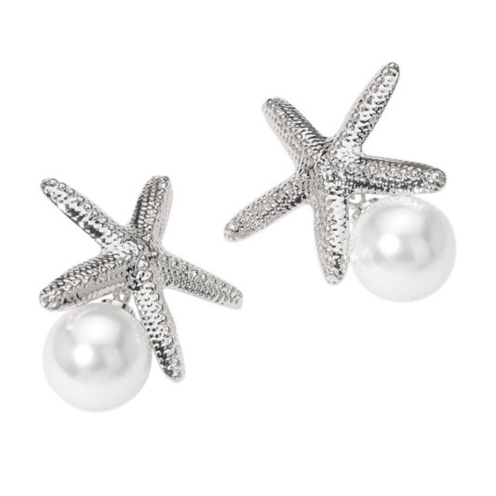 TAMARA SILVER PEARL STARFISH EARRINGS